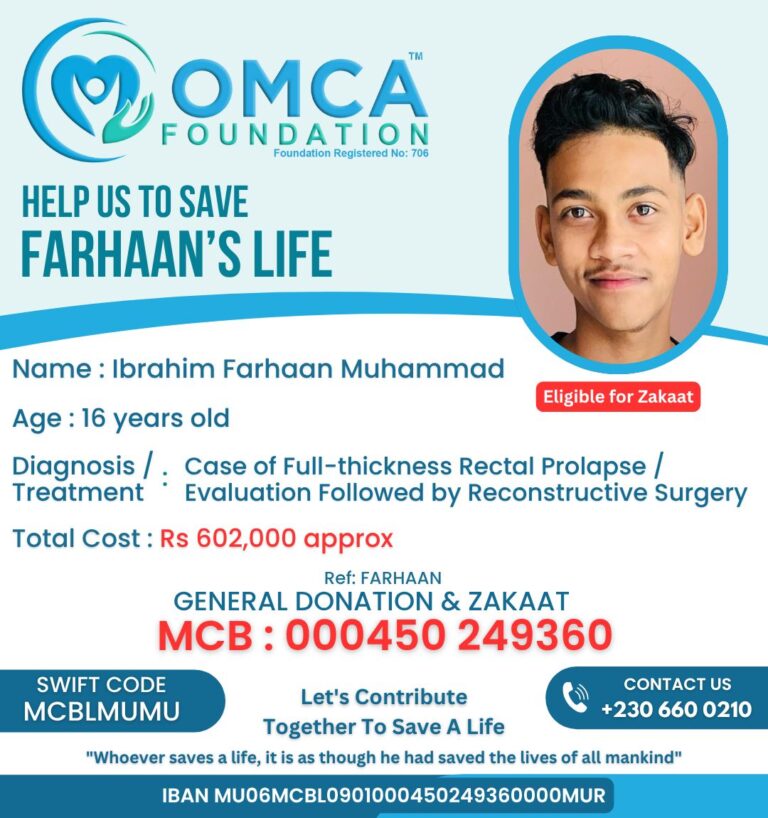 help save farhaan’s life – urgent surgery for rectal prolapse