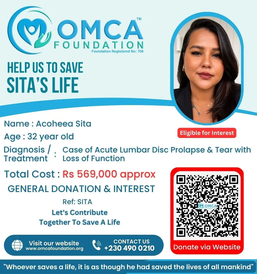 Help Save Sita’s Life – Urgent Spine Surgery Support