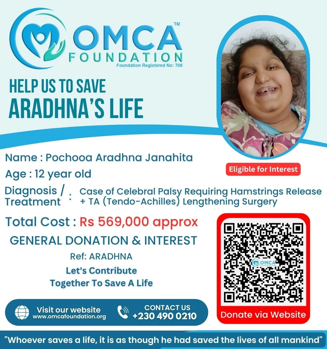 Help Save Aradhna’s Life – Urgent Scoliosis Treatment Support
