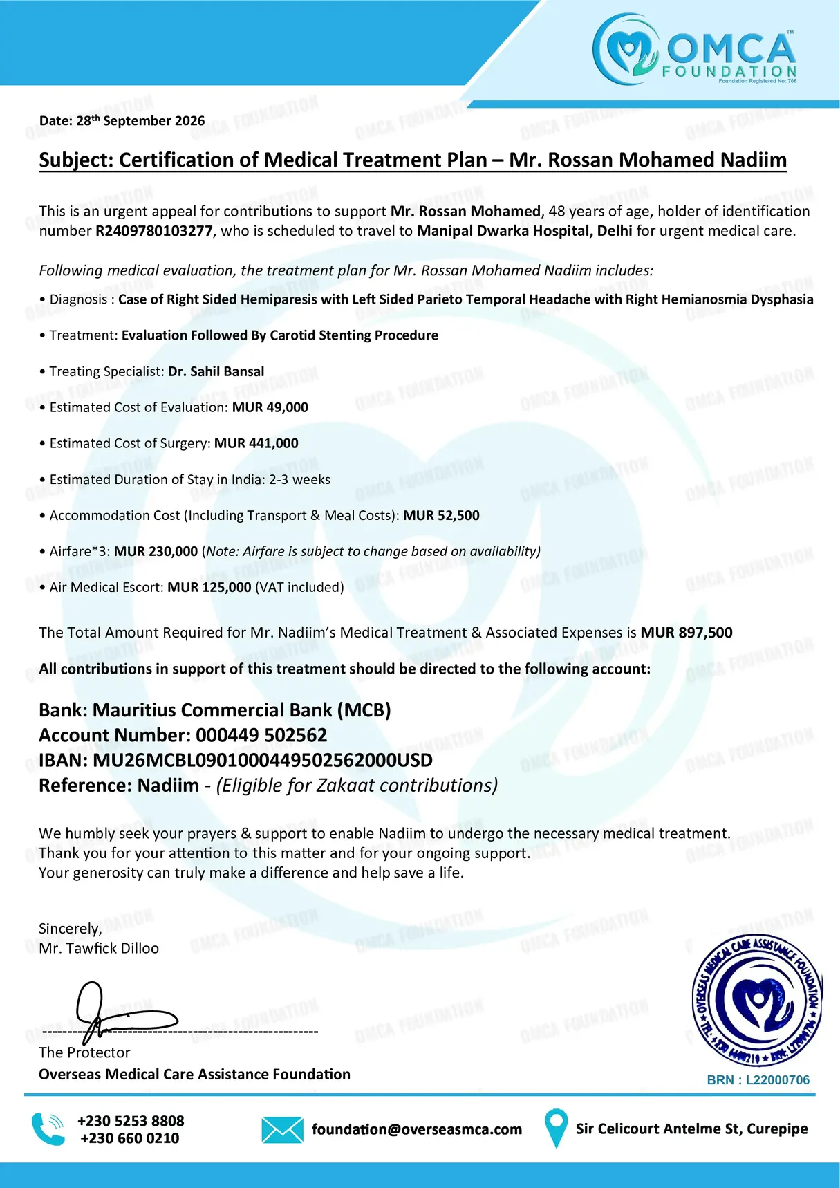Help Save Mr. Rossan Mohamed Nadiim – Urgent Carotid Stenting Support - Image 2