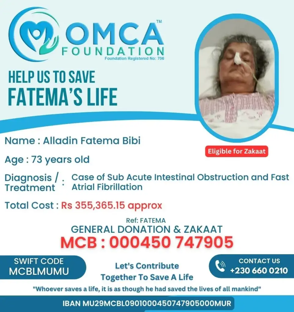 Help Save Mrs. Alladin Fatema Bibi – Urgent ICU Treatment Support