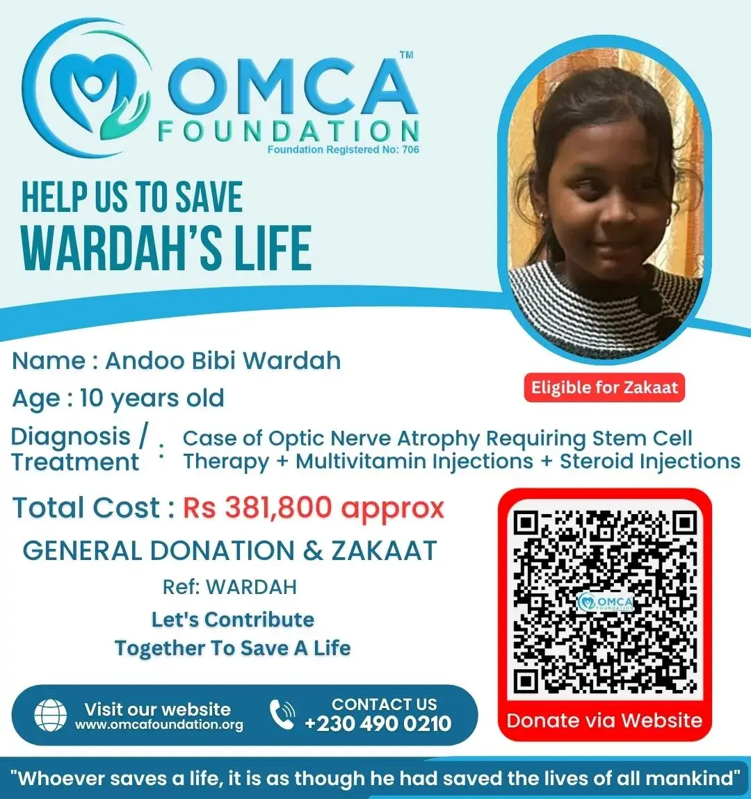 Help Save Wardah’s Life – Urgent Eye Treatment Support