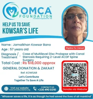 Help Save Mrs. Jamalkhan Kowsar Bano – Urgent Spine Surgery Support