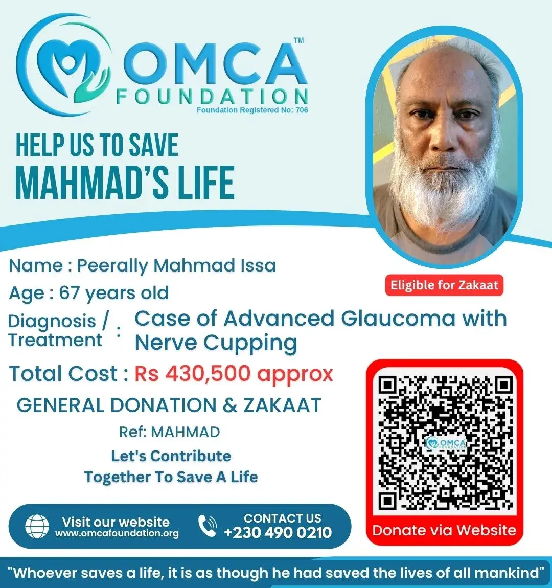 Help Save Mr. Mahmad’s Sight – Urgent Glaucoma Treatment Support