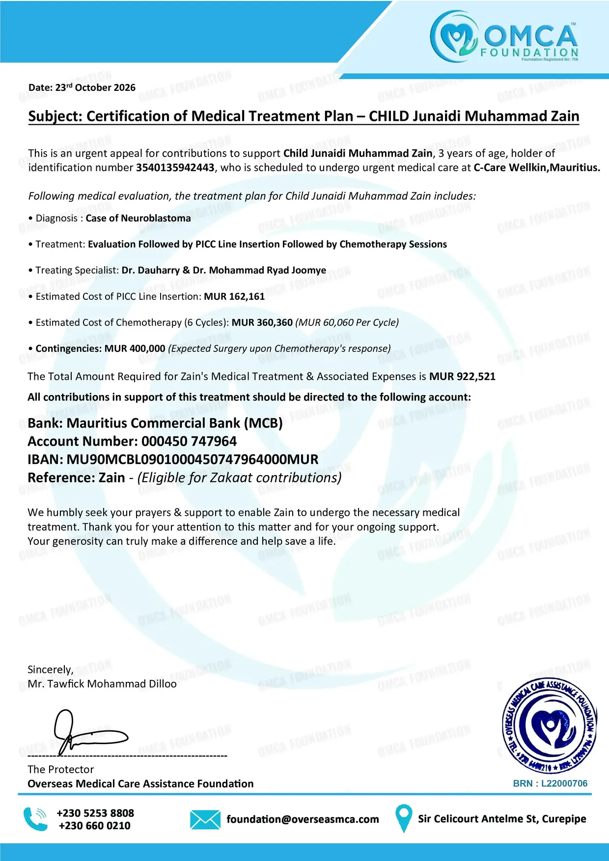 Help Save Child Junaidi Muhammad Zain – Urgent Neuroblastoma Treatment Support - Image 2