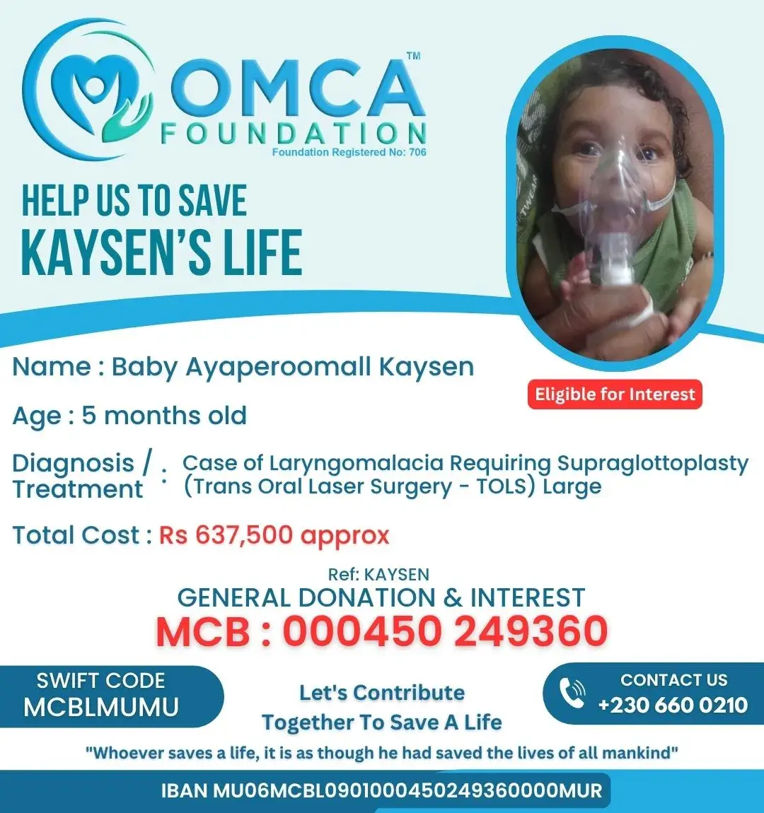 Help Save Baby Ayapeeroomall Kaysen – Urgent Laryngomalacia Surgery Support