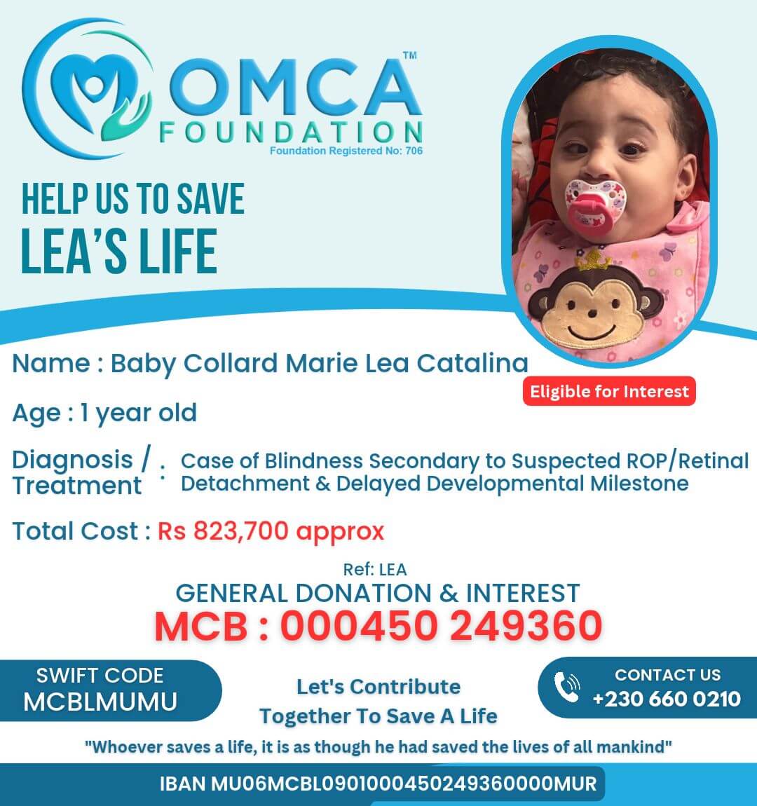 Help Baby Collard Marie Lea Catalina – Urgent Eye Surgery & Medical Treatment Support