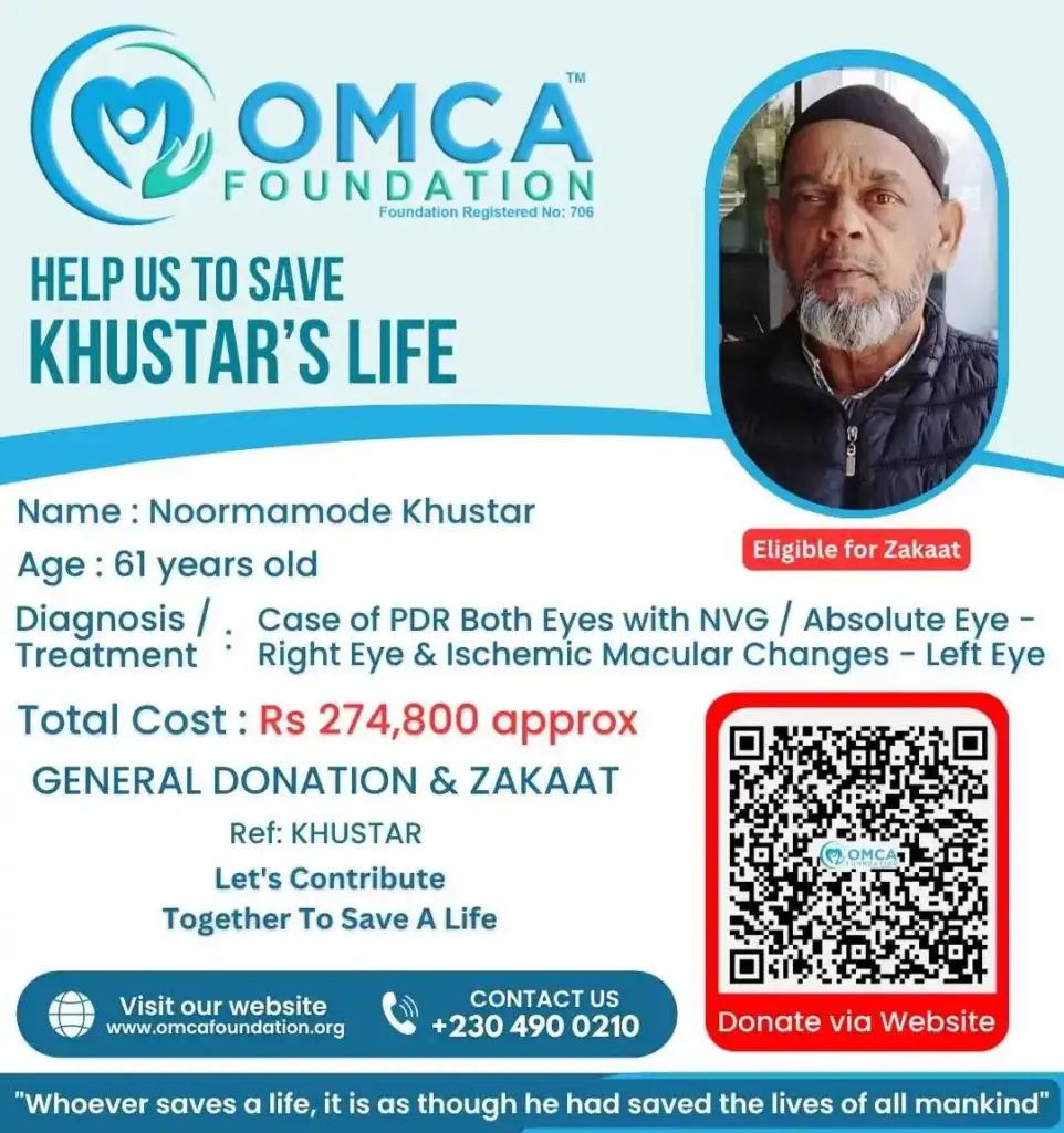 Help Save Mr. Noormamode Khustar – Urgent Eye Treatment Support